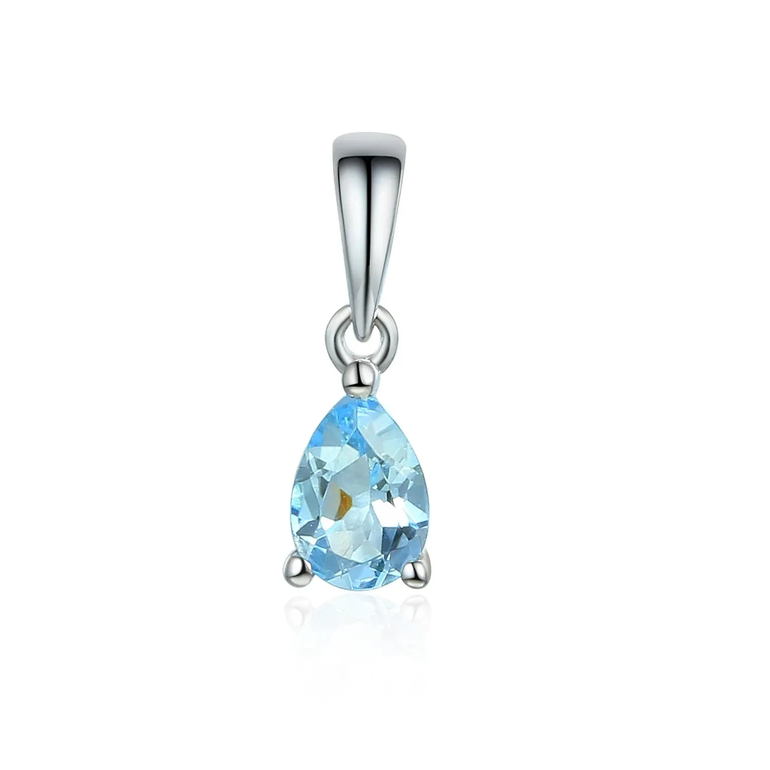 9ct White Gold 0.36ct Pear Cut Aquamarine Necklace