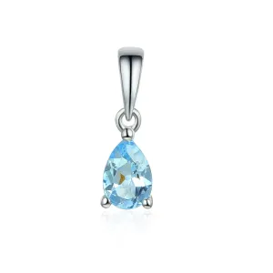 9ct White Gold 0.36ct Pear Cut Aquamarine Necklace