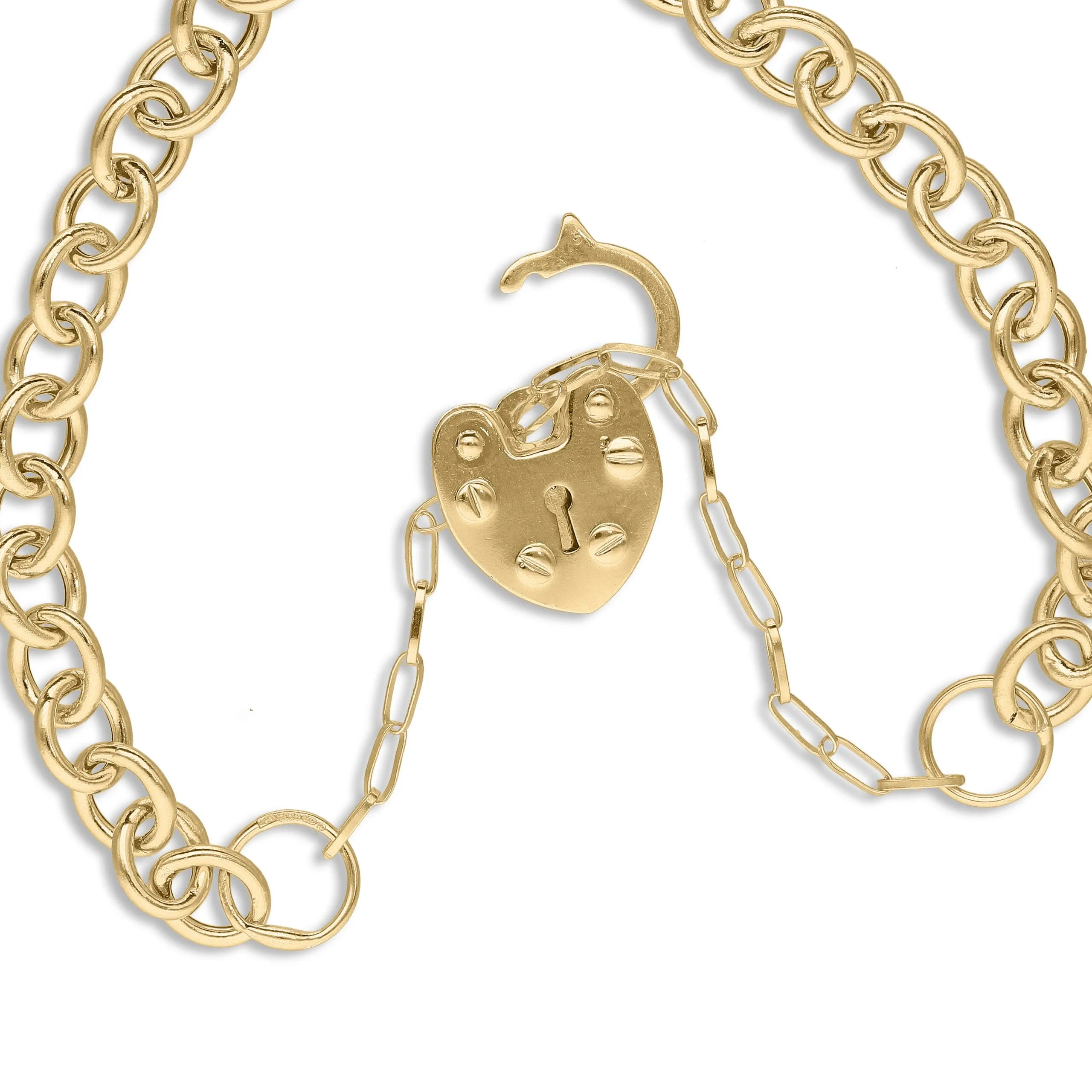 9ct Yellow Gold Padlock Heart Bracelet