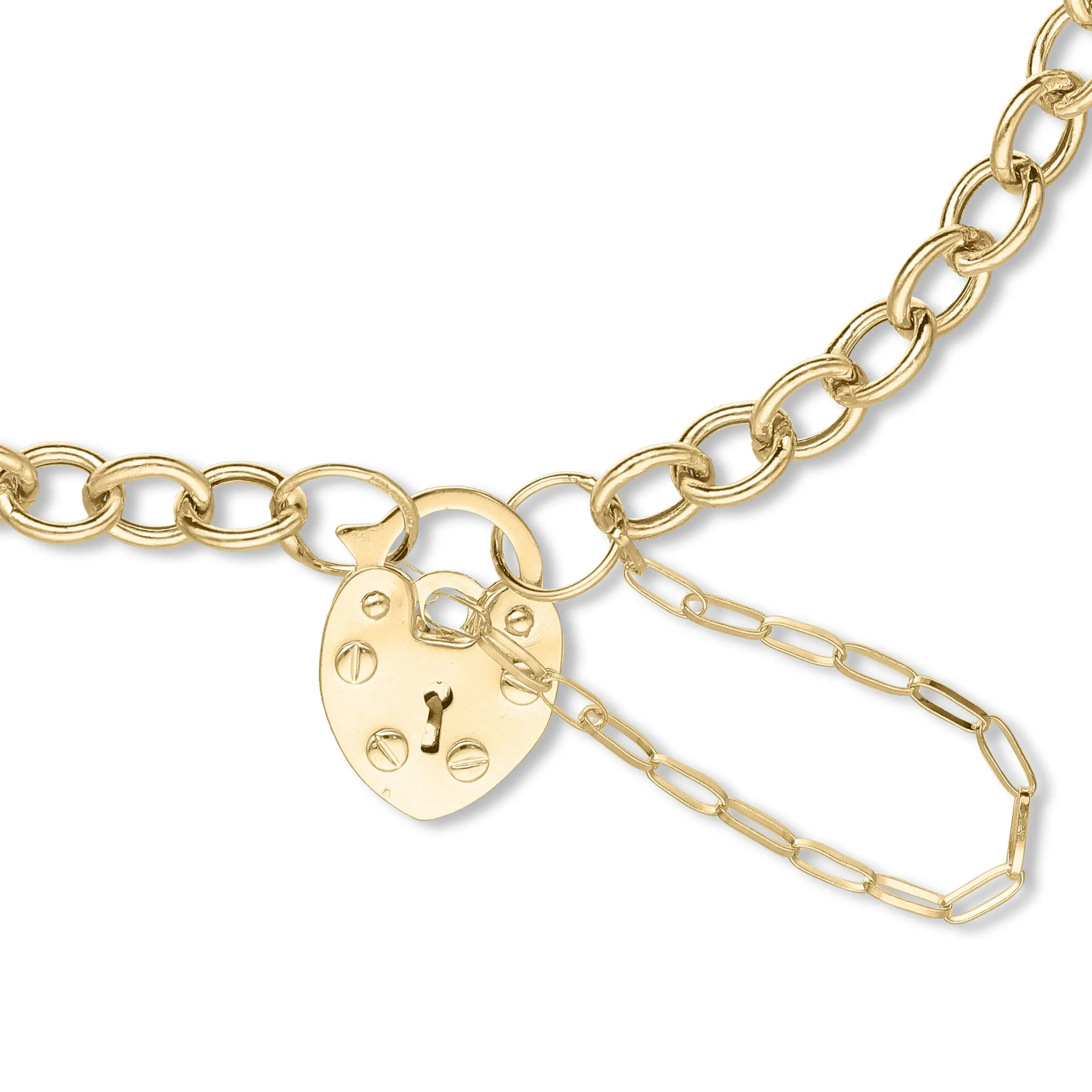 9ct Yellow Gold Padlock Heart Bracelet