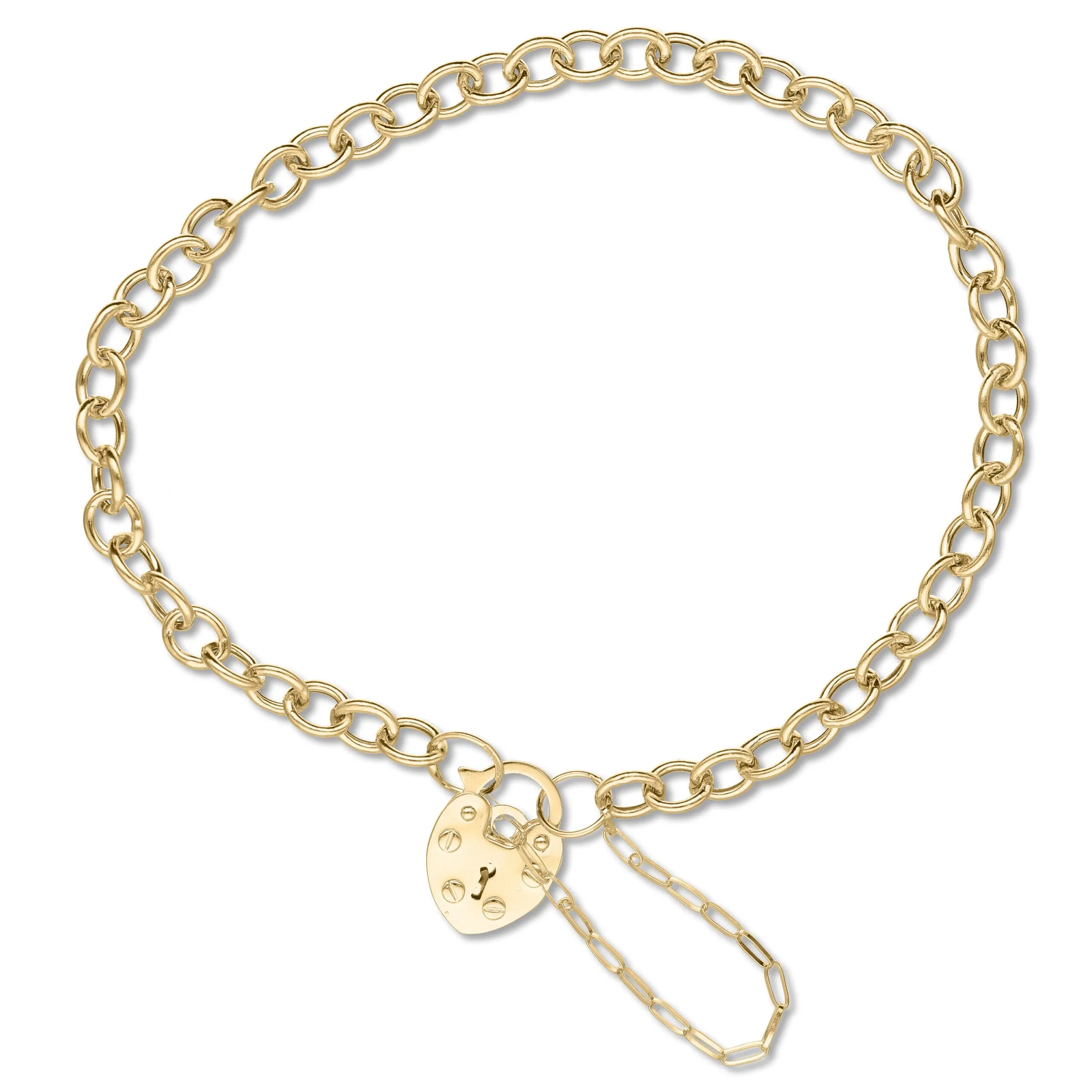 9ct Yellow Gold Padlock Heart Bracelet