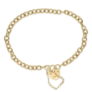 9ct Yellow Gold Padlock Heart Bracelet