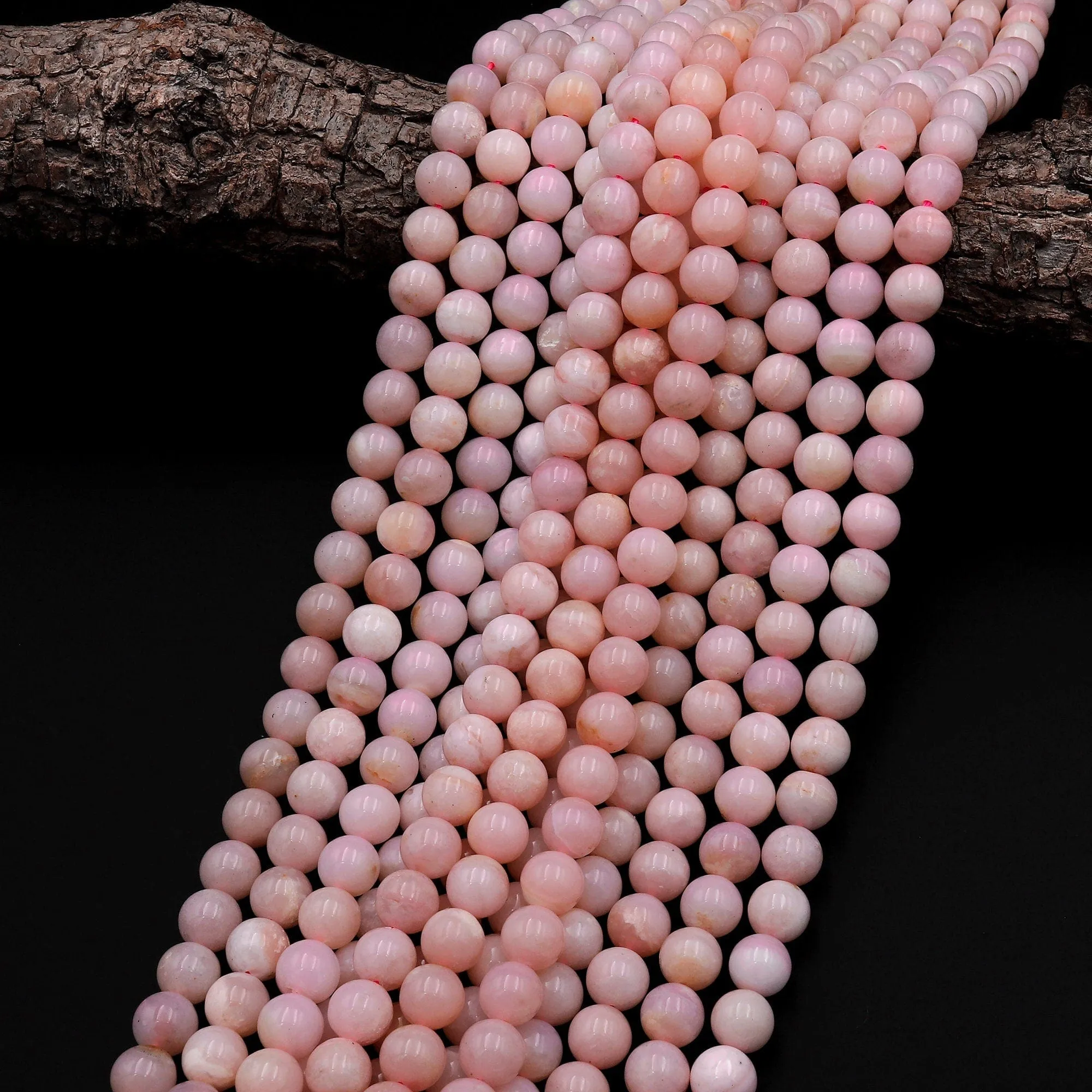 AA Natural Peruvian Soft Pink Opal 6mm 8mm 10mm 12mm 14mm Smooth Round Beads Gemstone 15.5" Strand