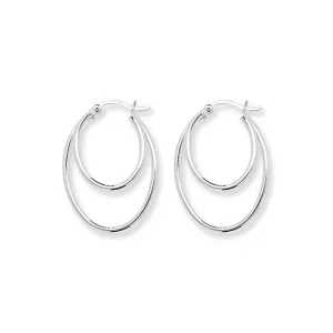 Acotis Silver Hoop Earrings Double Oval G5564