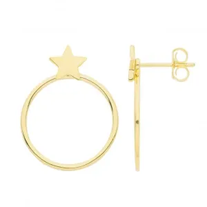 Acotis Silver Hoop Earrings Gold Plated Star G51287GP