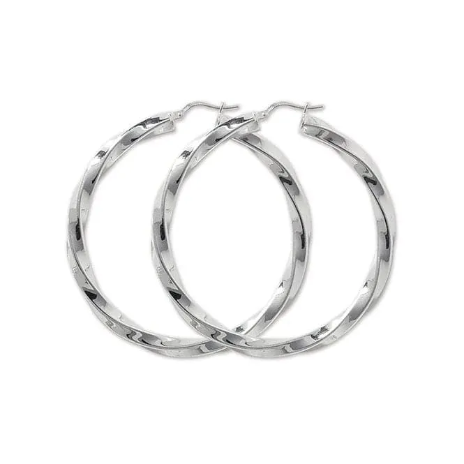 Acotis Silver Hoop Earrings Twisted G5114