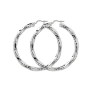 Acotis Silver Hoop Earrings Twisted G5114