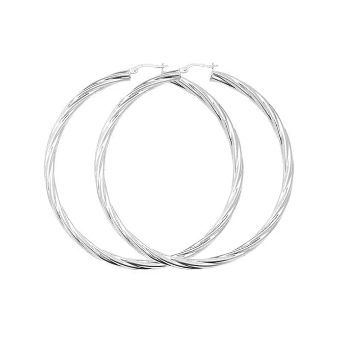 Acotis Silver Hoop Earrings Twisted G5973