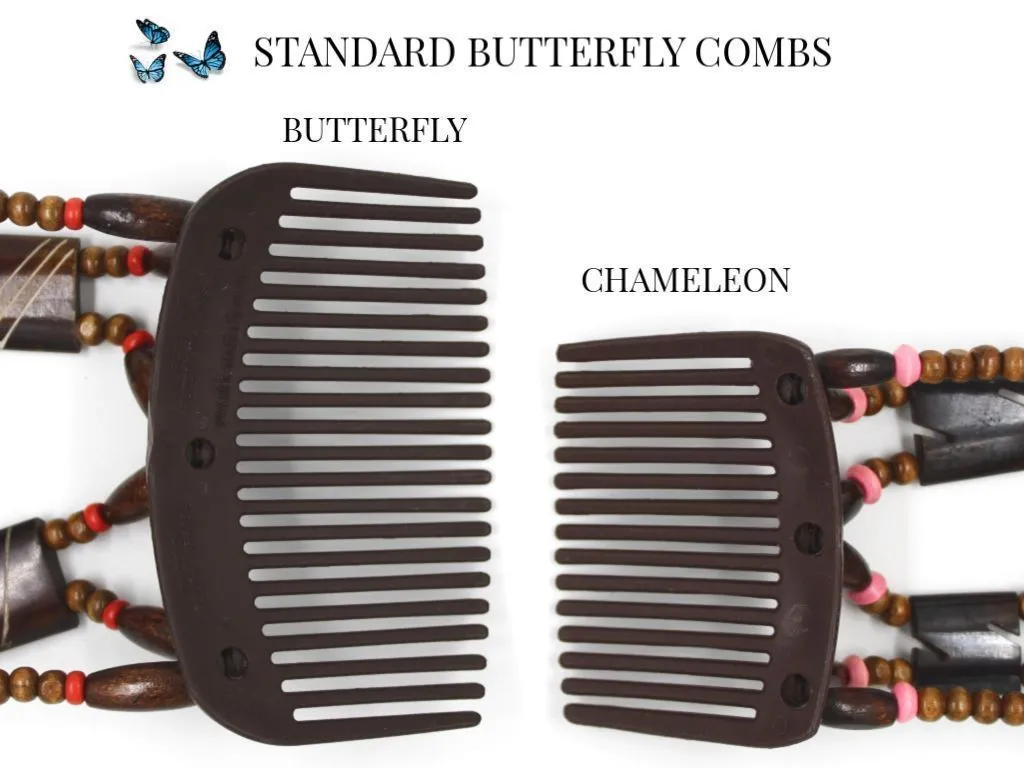 African Butterfly Chameleon Hair Comb - Ndalena Black 34