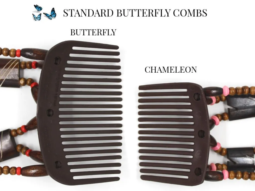 African Butterfly Hair Comb - Dupla Brown 118