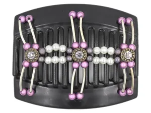 African Butterfly Thick Hair Comb - Flowers Black 58