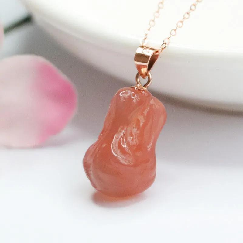 Agate Cabbage Pendant Necklace in Rose Gold-Plated Sterling Silver