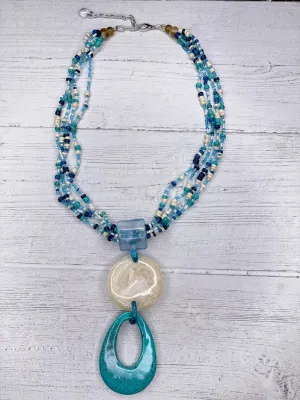 Alisha D Multi Strand Beaded Resin Pendant Necklace