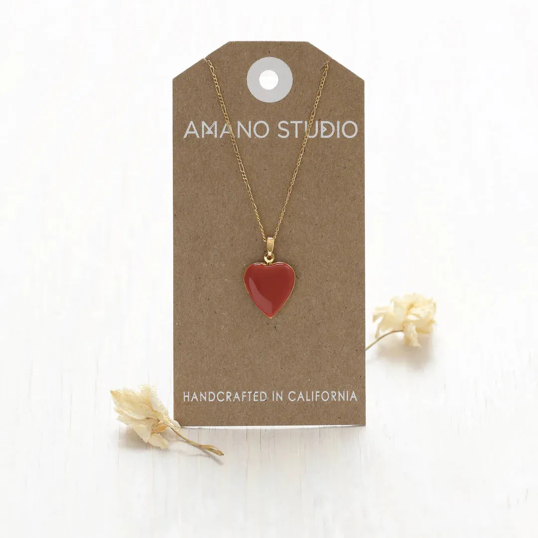 Amano Studio - Small Heart Enamel Locket - Canyon