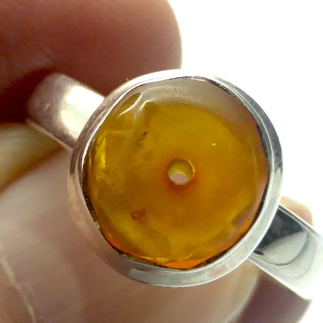 Amber Ring, Baltic, Freeform Nugget, 925 Silver, r4