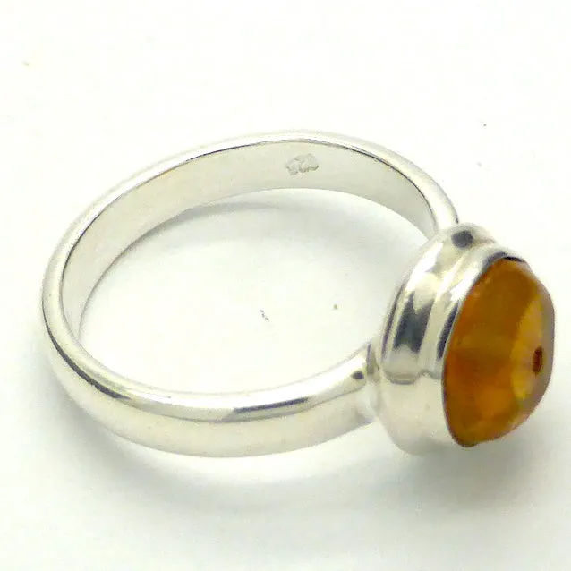 Amber Ring, Baltic, Freeform Nugget, 925 Silver, r4