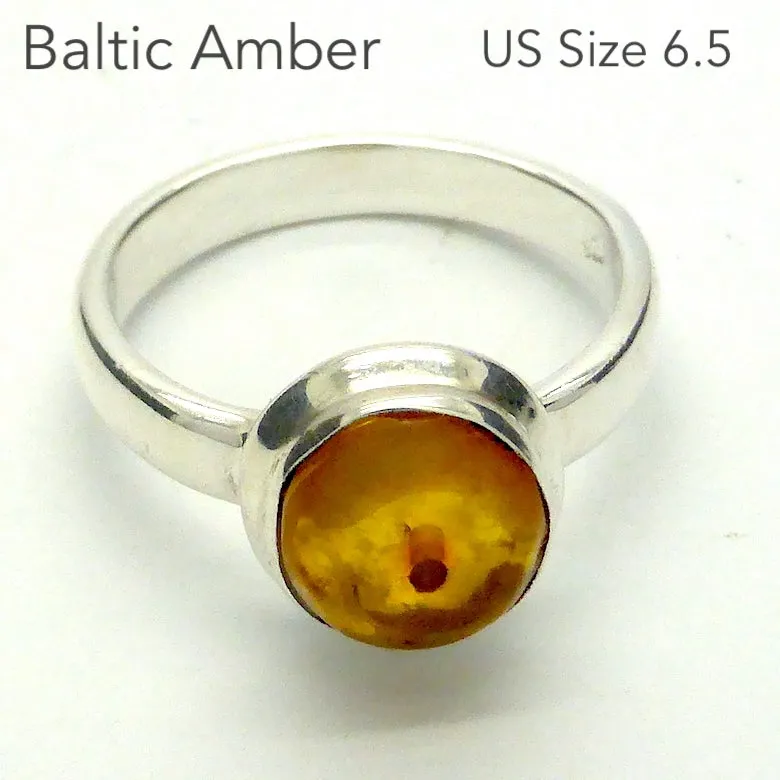 Amber Ring, Baltic, Freeform Nugget, 925 Silver, r4