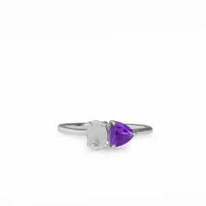 Amethyst & Rainbow Moonstone Ring