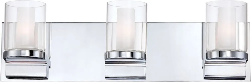 Anchor 3 Light Vanity In Chrome and Clear Outer Glass With White Opal Inner Glass