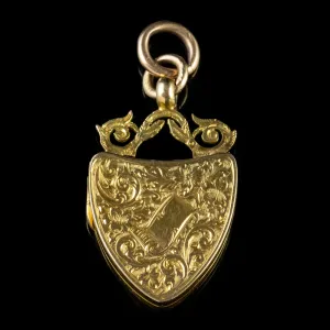 Antique Edwardian Forget Me Not 9Ct Gold Locket Pendant Dated 1907