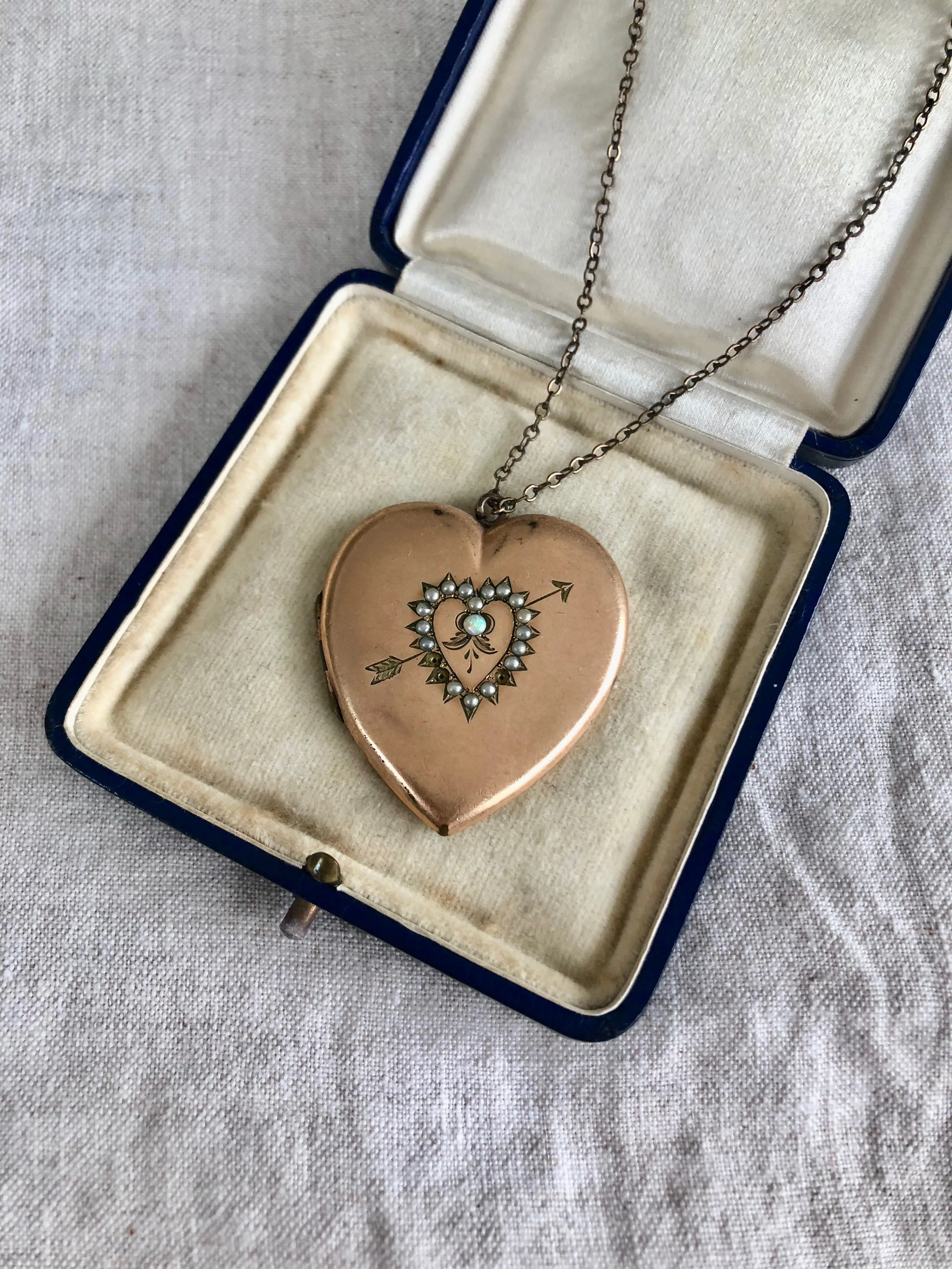 Antique Victorian Brass Heart Locket