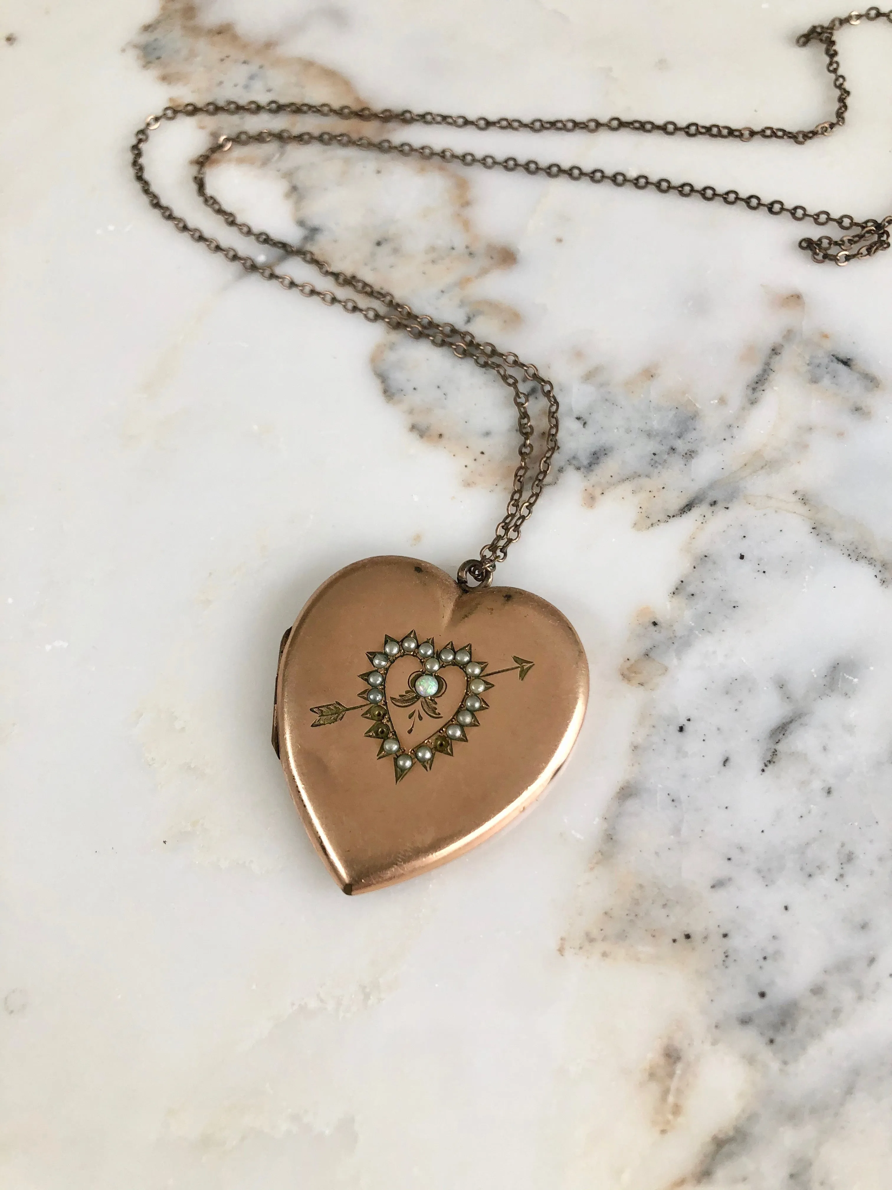 Antique Victorian Brass Heart Locket