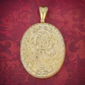 Antique Victorian Locket Silver Gold Gilt Forget Me Not Circa 1880