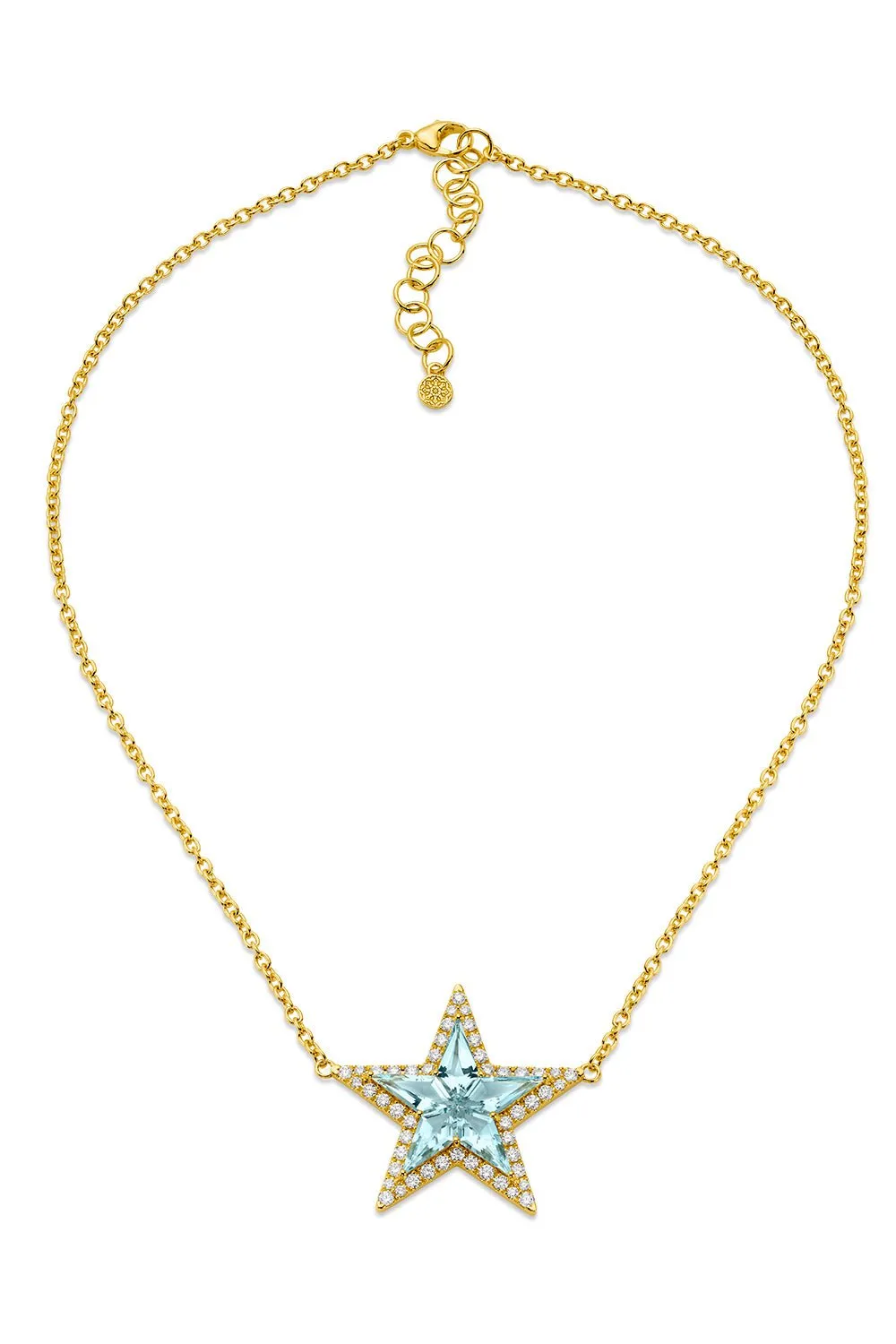 Aquamarine Diamond Kite Star Necklace