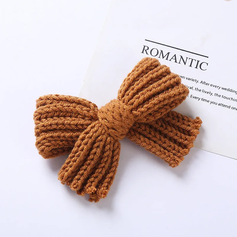 Baby Solid Color Big Knitted Bow Handmade Hairpin by MyKids-USA™