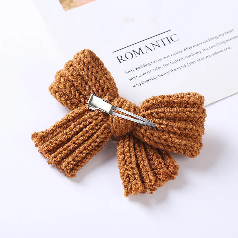 Baby Solid Color Big Knitted Bow Handmade Hairpin by MyKids-USA™