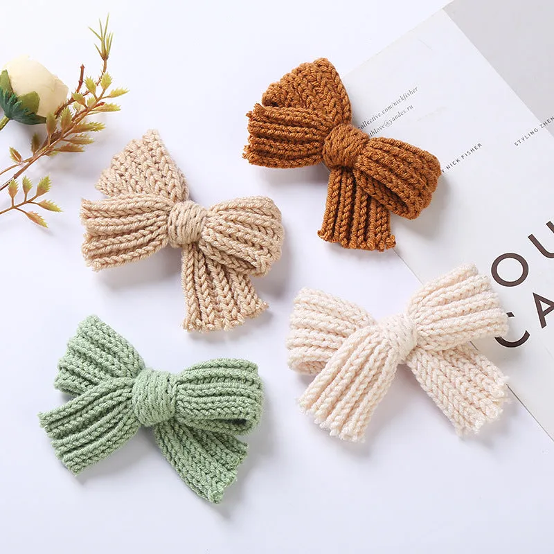 Baby Solid Color Big Knitted Bow Handmade Hairpin by MyKids-USA™