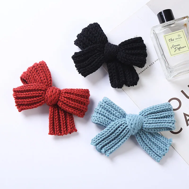 Baby Solid Color Big Knitted Bow Handmade Hairpin by MyKids-USA™