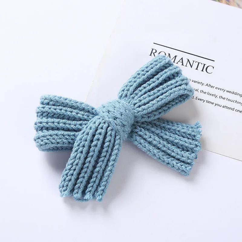 Baby Solid Color Big Knitted Bow Handmade Hairpin by MyKids-USA™