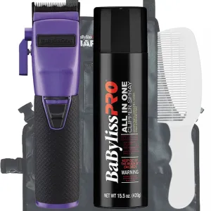 BaByliss Pro FX870 PI BOOST  Influencer Collection Frank Da Barber Cordless Clipper - Purple Barber Accessory Bundle