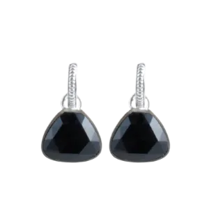 Barse Half Hoop Faceted Onyx Charm Earring