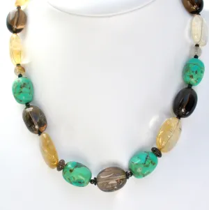 BARSE Turquoise & Smoky Quartz Bead Necklace