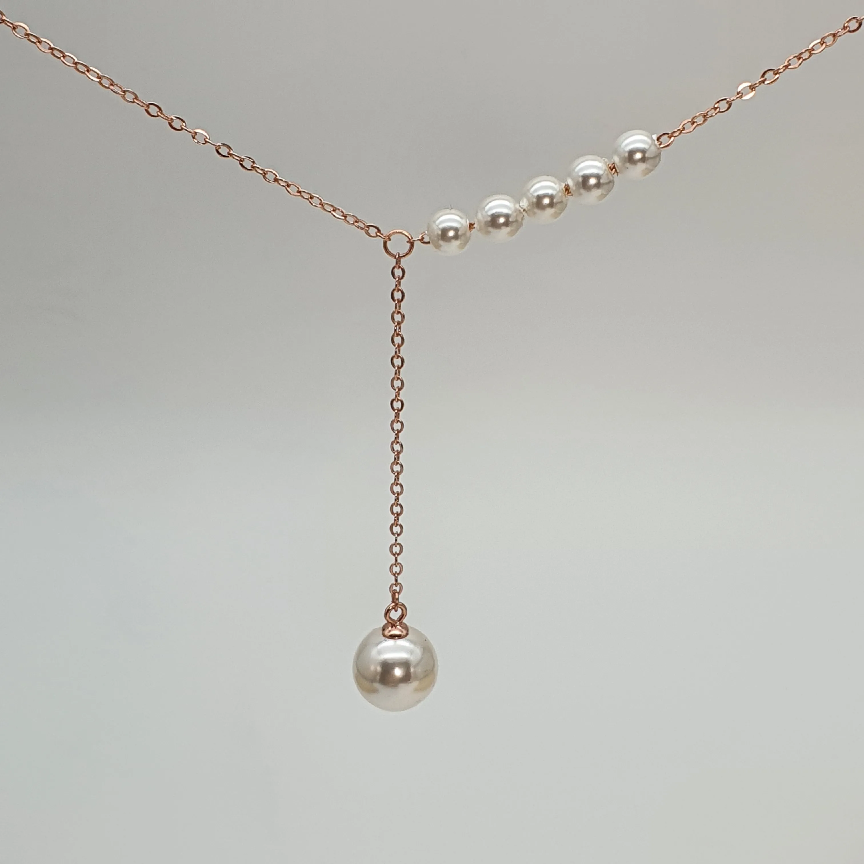 Bead Pearl Necklace, Sterling Silver