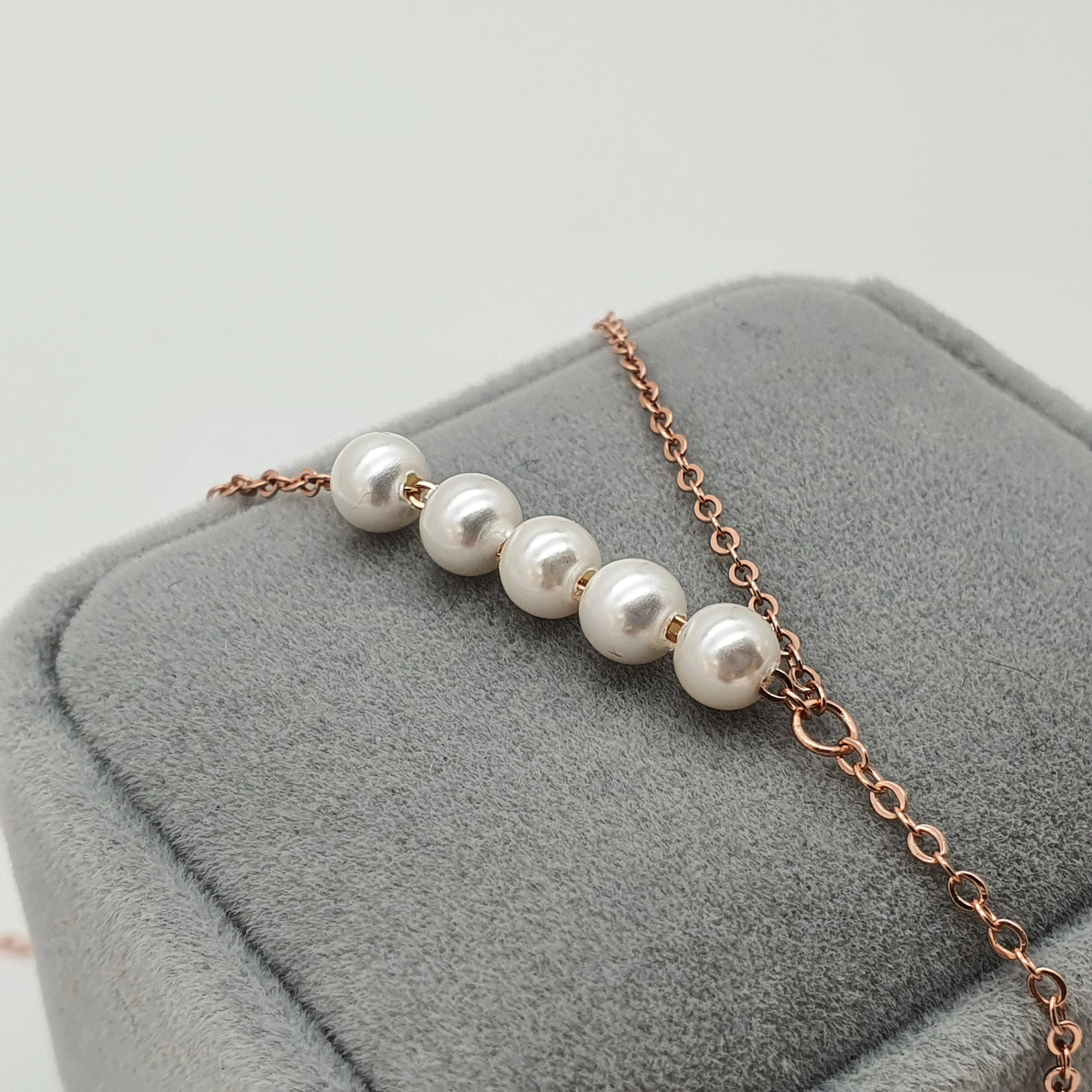 Bead Pearl Necklace, Sterling Silver