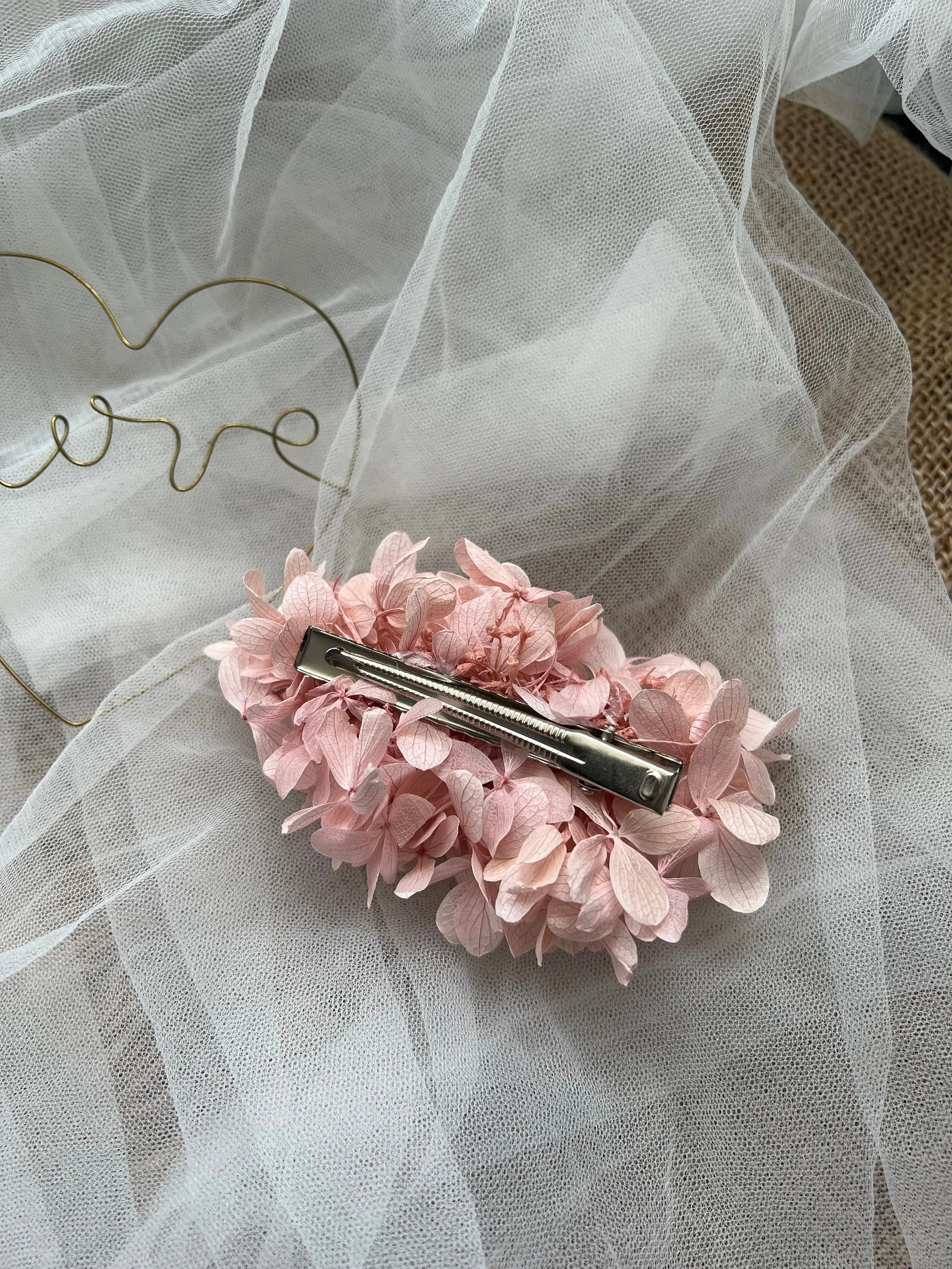 Blush Pink Floral Hair Pins, Bridal Floral Hair Accessories, Dusky Pink Dried Flower Hair Clip, Pink Hydrangea Headpiece, Wedding Flowers