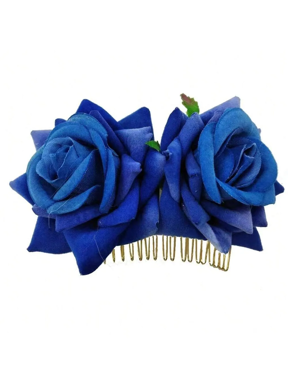 Bridal Hair Comb With Velvety Fabric Roses Hairpin Headpiece, Double Rose Hair Comb For Updo