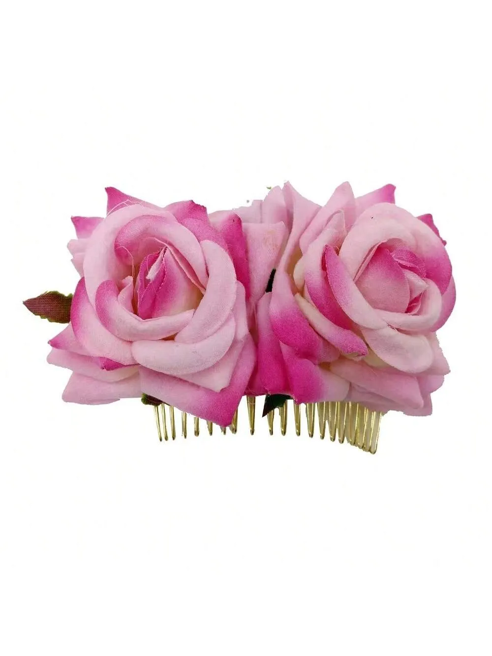 Bridal Hair Comb With Velvety Fabric Roses Hairpin Headpiece, Double Rose Hair Comb For Updo