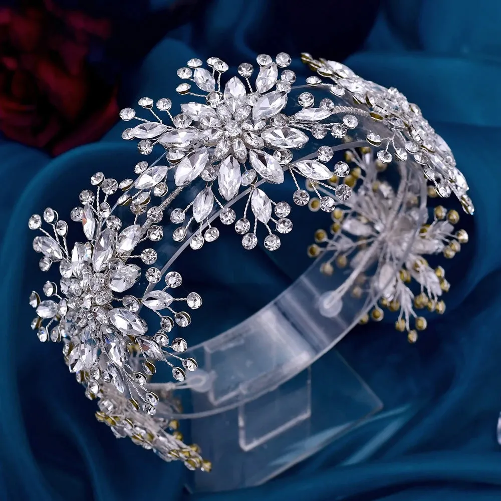 Bridal Headband Crystal Floral Wedding Hair Accessories