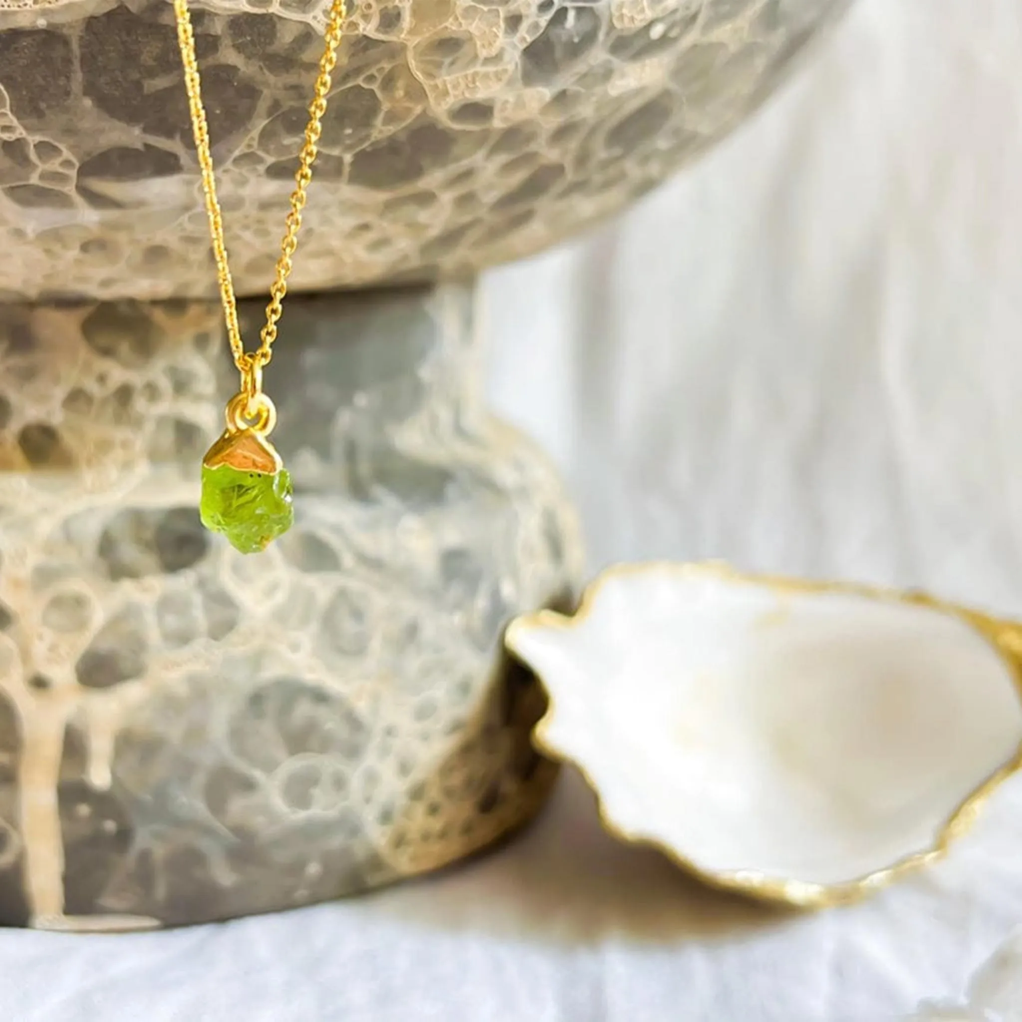 Bright Green Peridot Pendant Necklace - Healing Crystal Jewellery | By Lunar James