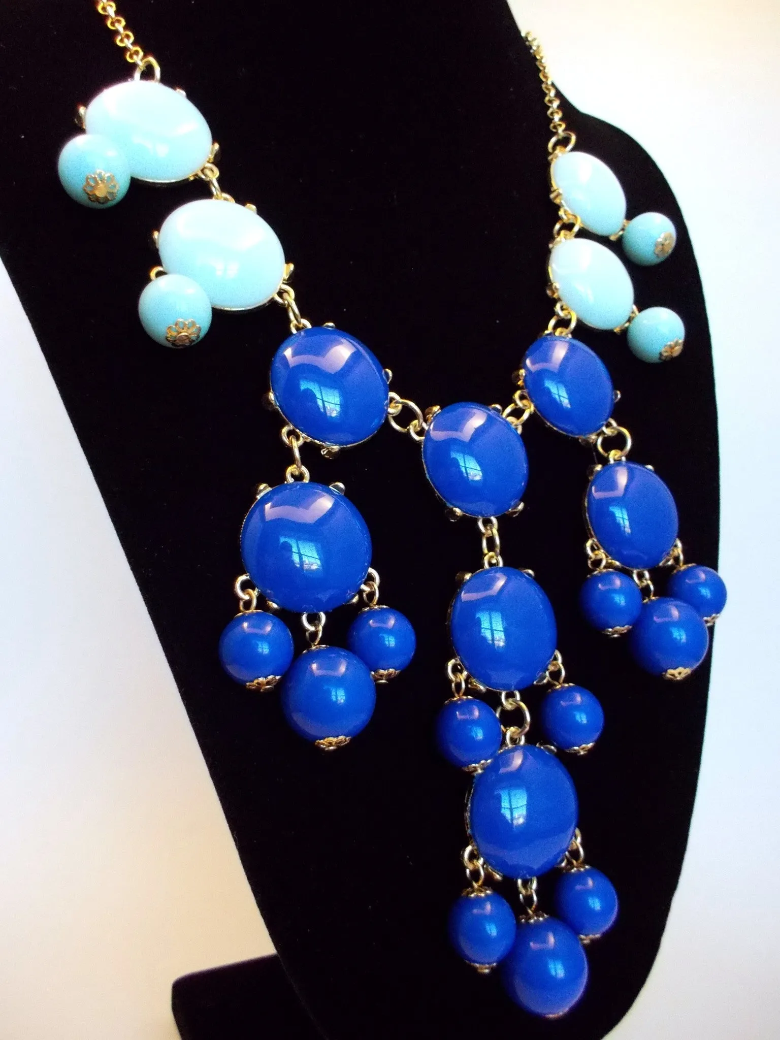 Bubble COLOR-BLOCK Statement Necklace- Royal & Mint