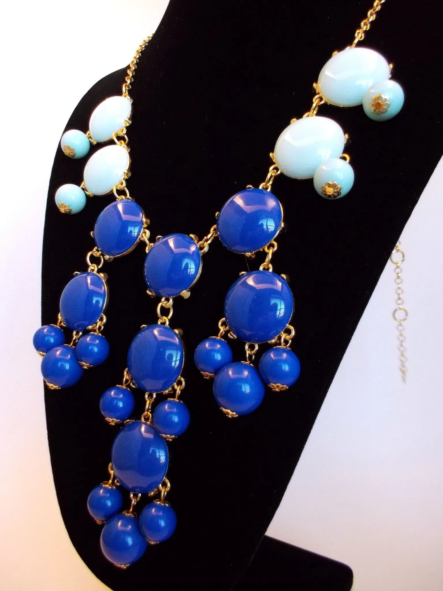 Bubble COLOR-BLOCK Statement Necklace- Royal & Mint