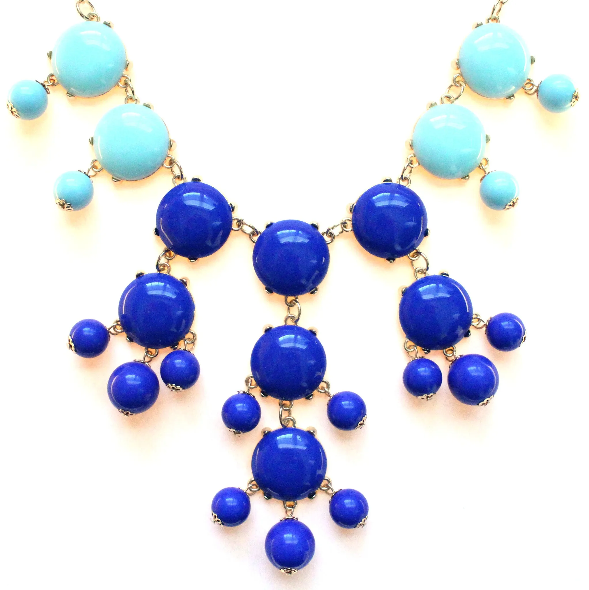 Bubble COLOR-BLOCK Statement Necklace- Royal & Mint