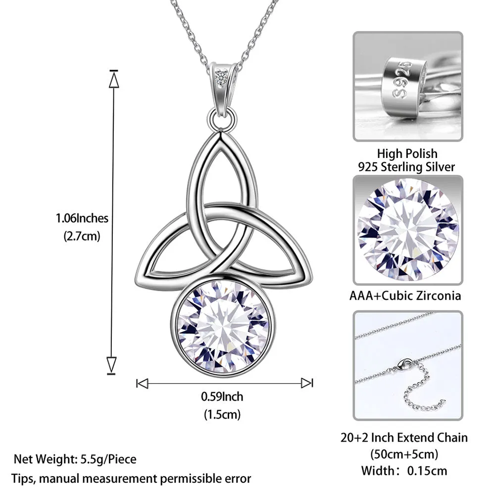 Celtic Knot Birthstone Necklace Pendant Women Girls Birthsday Gift Crystal Luck Knot Jewelry