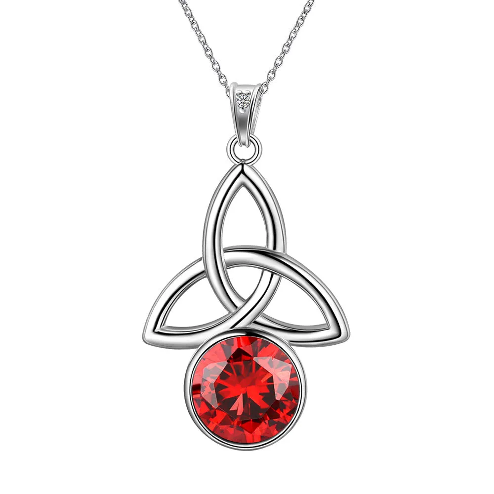 Celtic Knot Birthstone Necklace Pendant Women Girls Birthsday Gift Crystal Luck Knot Jewelry