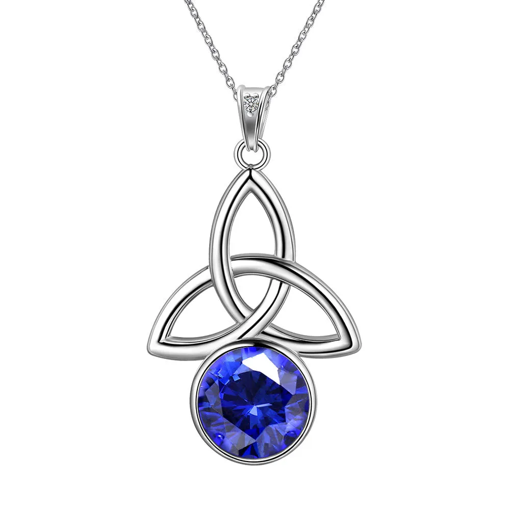 Celtic Knot Birthstone Necklace Pendant Women Girls Birthsday Gift Crystal Luck Knot Jewelry