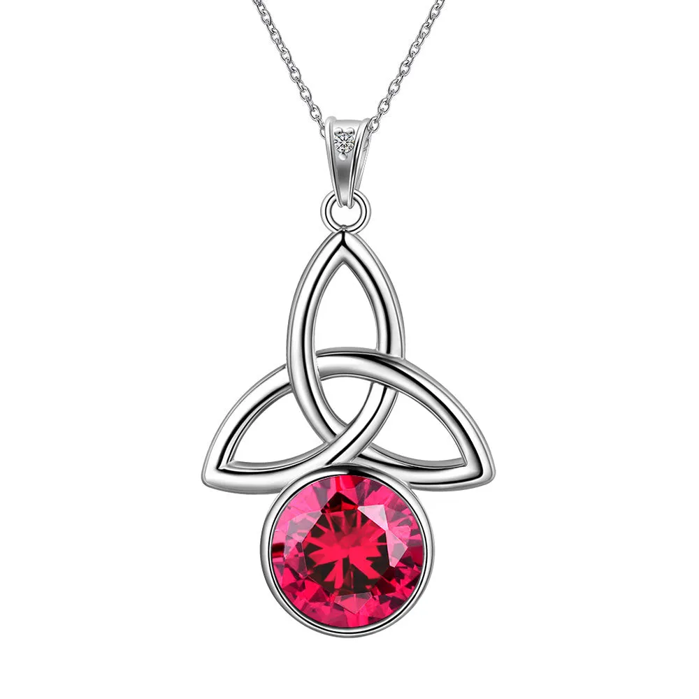 Celtic Knot Birthstone Necklace Pendant Women Girls Birthsday Gift Crystal Luck Knot Jewelry